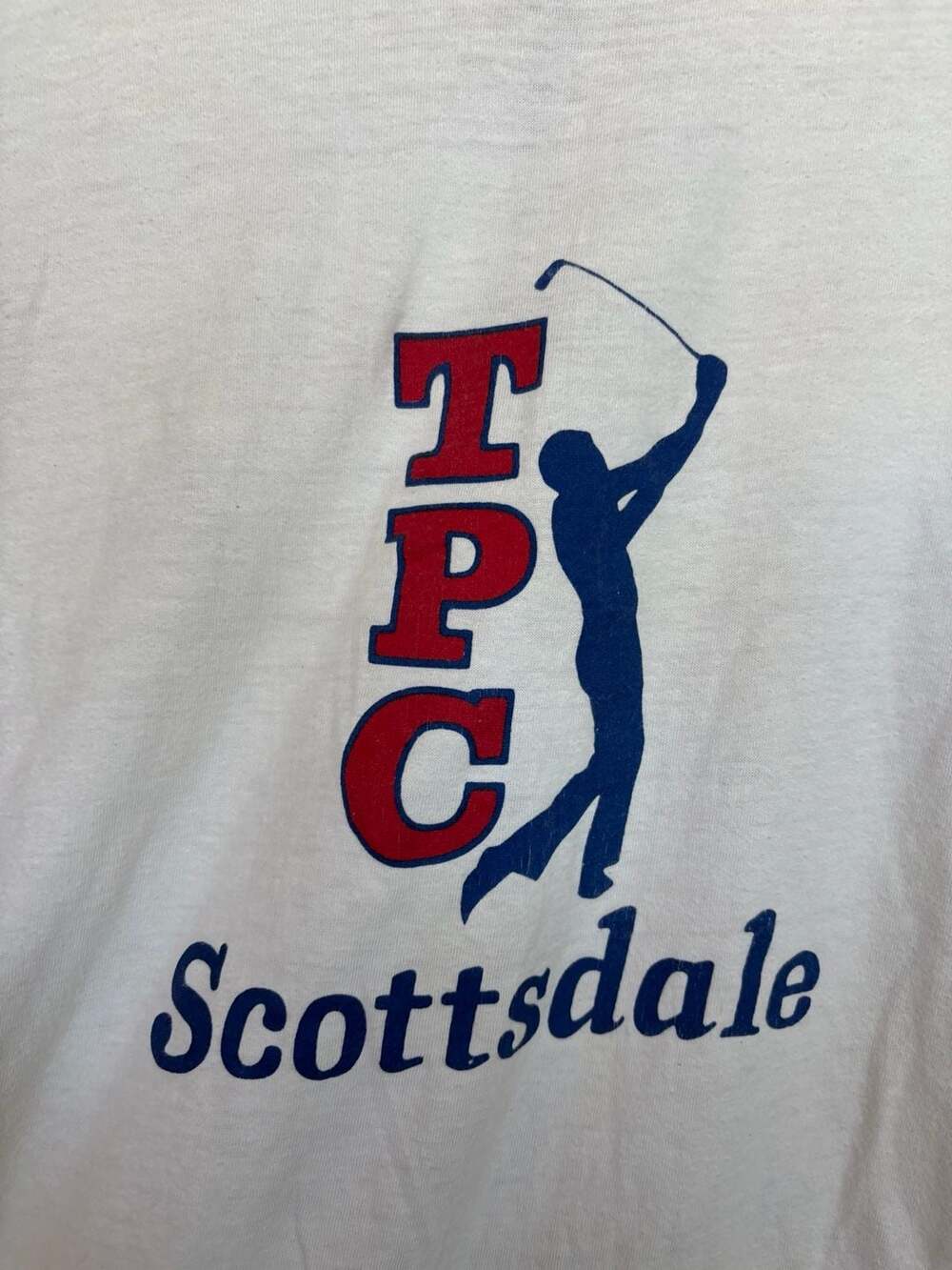 Vintage Hanes TPC Scottsdale Golf Ringer T-Shirt White Blue XL